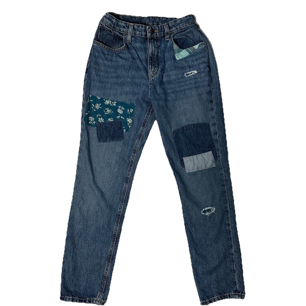 Lauren Ralph Lauren Patchwork Relaxed Taper Jeans Blue Denim
